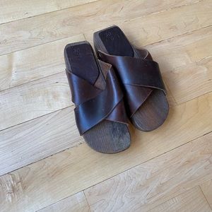 Handmade wood and leather Sandals